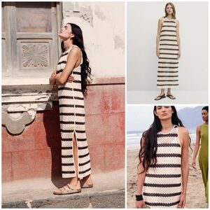 Massimo Dutti ~ Striped Crochet Midi Dress